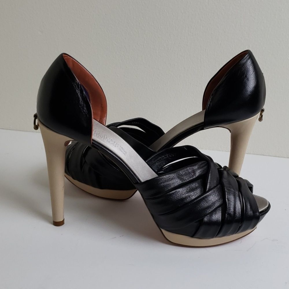 Guillaume Hinfray two tone leather platform heels Sz 40 Black